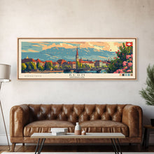 Load image into Gallery viewer, Bern Switzerland Travel Art, City Art, Framed Canvas Print or Metal Wall Art, Europe Travel Poster, Panoramic Wall Art, Extra Wide Wall Art
