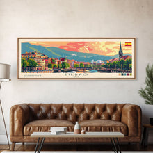 Cargar imagen en el visor de la galería, Bilbao Spain Wall Art, Panoramic Travel Poster, Panoramic Framed Canvas Print, City Wall Art, Wall Hanging Home Decor, Travel Art
