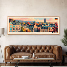 Load image into Gallery viewer, Bochum Germany Panoramic Travel Poster, Framed Canvas Print or Metal Wall Art, Travel Art, Home Decor, Panoramic Painting, Midcentury Art
