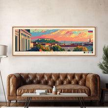 Load image into Gallery viewer, Bratislava Slovakia Wall Art, Panoramic Travel Poster, Panoramic Framed Canvas Print, City Wall Art, Wall Hanging Home Decor, Travel Art
