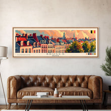 Carregar imagem no visualizador da galeria, Bruges Belgium Travel Art, City Art, Framed Canvas Print or Metal Wall Art, Europe Travel Poster, Panoramic Wall Art, Extra Wide Wall Art

