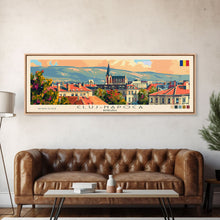 Load image into Gallery viewer, Cluj Napoca Romania Travel Print Wall Art, Panoramic City Art, Travel Art, Wall Decor, Vacation Gift, Framed Canvas Print Or Metal Art

