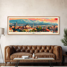 Load image into Gallery viewer, Eskisehir Turkey Panoramic Travel Poster, Framed Canvas Print or Metal Wall Art, Travel Art, Home Decor, Panoramic Painting, Midcentury Art
