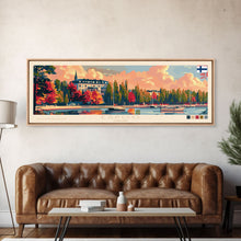 Load image into Gallery viewer, Espoo Finland Wall Art, Panoramic Travel Poster, Panoramic Framed Canvas Print, City Wall Art, Wall Hanging Home Decor, Travel Art

