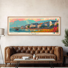Carregar imagem no visualizador da galeria, Galway Ireland Panoramic Travel Poster, Framed Canvas Print or Metal Wall Art, Travel Art, Home Decor, Panoramic Painting, Midcentury Art
