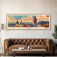 Carregar imagem no visualizador da galeria, Gelsenkirchen Germany Panoramic Travel Poster, Framed Canvas Print or Metal Wall Art, Travel Art, Home Decor, Panoramic Painting, Midcentury Art
