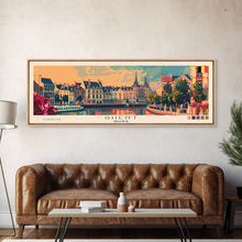 Load image into Gallery viewer, Ghent Belgium Wall Art, Panoramic Travel Poster, Panoramic Framed Canvas Print, City Wall Art, Wall Hanging Home Decor, Travel Art
