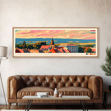 Load image into Gallery viewer, Szolnok Hungary Wall Art, Panoramic Travel Poster, Panoramic Framed Canvas Print, City Wall Art, Wall Hanging Home Decor, Travel Art
