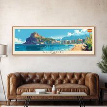 Carregar imagem no visualizador da galeria, Alicante Spain Travel Print Wall Art, Panoramic City Art, Travel Art, Wall Decor, Vacation Gift, Framed Canvas Print Or Metal Art
