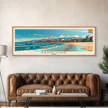 Carregar imagem no visualizador da galeria, Badalona Spain Travel Print Wall Art, Panoramic City Art, Travel Art, Wall Decor, Vacation Gift, Framed Canvas Print Or Metal Art
