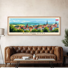 Cargar imagen en el visor de la galería, Bielsko Biala Poland Travel Art, City Art, Framed Canvas Print or Metal Wall Art, Europe Travel Poster, Panoramic Wall Art, Extra Wide Wall Art

