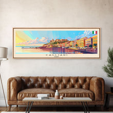Carregar imagem no visualizador da galeria, Cagliari Italy Wall Art, Panoramic Travel Poster, Panoramic Framed Canvas Print, City Wall Art, Wall Hanging Home Decor, Travel Art
