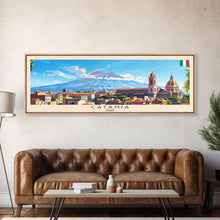 Cargar imagen en el visor de la galería, Catania Italy Travel Print Wall Art, Panoramic City Art, Travel Art, Wall Decor, Vacation Gift, Framed Canvas Print Or Metal Art
