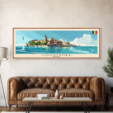 Cargar imagen en el visor de la galería, Constana Romania Wall Art, Panoramic Travel Poster, Panoramic Framed Canvas Print, City Wall Art, Wall Hanging Home Decor, Travel Art
