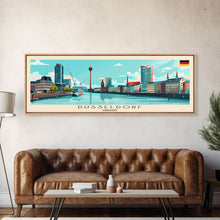 Load image into Gallery viewer, Dusseldorf Germany Travel Art, City Art, Framed Canvas Print or Metal Wall Art, Europe Travel Poster, Panoramic Wall Art, Extra Wide Wall Art
