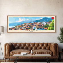 Load image into Gallery viewer, Elbasan Albania Travel Print Wall Art, Panoramic City Art, Travel Art, Wall Decor, Vacation Gift, Framed Canvas Print Or Metal Art
