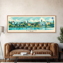 Load image into Gallery viewer, Espoo Finland Wall Art, Panoramic Travel Poster, Panoramic Framed Canvas Print, City Wall Art, Wall Hanging Home Decor, Travel Art
