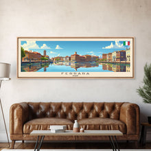 Load image into Gallery viewer, Ferrara Italy Travel Art, City Art, Framed Canvas Print or Metal Wall Art, Europe Travel Poster, Panoramic Wall Art, Extra Wide Wall Art
