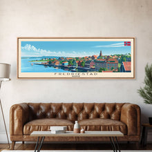 Carregar imagem no visualizador da galeria, Fredrikstad Norway Travel Art, City Art, Framed Canvas Print or Metal Wall Art, Europe Travel Poster, Panoramic Wall Art, Extra Wide Wall Art
