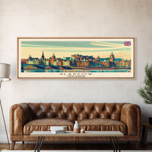 Carregar imagem no visualizador da galeria, Glasgow United Kingdom Travel Art, City Art, Framed Canvas Print or Metal Wall Art, Europe Travel Poster, Panoramic Wall Art, Extra Wide Wall Art
