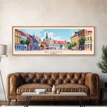 Carregar imagem no visualizador da galeria, Gliwice Poland Panoramic Travel Poster, Framed Canvas Print or Metal Wall Art, Travel Art, Home Decor, Panoramic Painting, Midcentury Art
