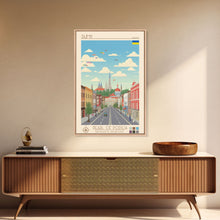 Load image into Gallery viewer, Sumy Ukraine Travel Poster Framed Canvas Print, Midcentury Modern Art, Pop Art Wall Decor, Living Room Art, Scenic Wall Art
