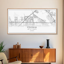 Cargar imagen en el visor de la galería, Fontana Street Map, California Map, Map Art, Minimalist Art, Wall Art, Canvas Art, Gift For Couples, Game Room Prints, Above Bed Décor
