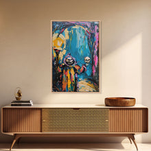 Load image into Gallery viewer, Halloween Ghostly Figure with Lantern Framed Canvas Print, Spooky Wall Art, Home Decor, Haunted Decor, Gift Idea, Night Haunt

