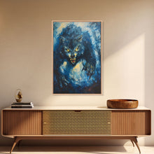 Load image into Gallery viewer, Ferocious Werewolf Growling in Forest | Halloween Wall Art | Spooky Home Decor | Creepy Werewolf Howling Painting | Framed Canvas Print
