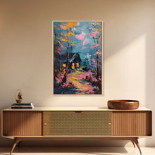 Load image into Gallery viewer, Eerie Moonlit Cemetery Framed Canvas Print, Halloween, Haunted Graveyard Wall Art, Gothic Horror Decor, Spooky Artwork, Framed Canvas Print
