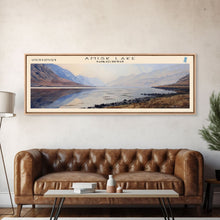 Load image into Gallery viewer, Amisk Lake Panoramic Framed Canvas Print, Lake House Art, Vintage Style, Travel Poster, Nature Scene, Scenic Artwork
