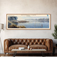 Load image into Gallery viewer, Apopka Lake Panoramic Framed Canvas Print, Lake House Art, Vintage Style, Travel Poster, Nature Scene, Scenic Artwork
