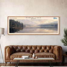 Carregar imagem no visualizador da galeria, Baker Lake Panoramic Framed Canvas Print, Lake House Decor, Minimalist Art, Travel Poster, Scenic View, Nature Wall Art
