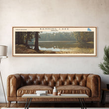 Load image into Gallery viewer, Banning Lake Indiana Framed Canvas Print, Lake House Decor, Panoramic Scenic Painting, Travel Poster, Rustic Art, Nature Wall Art
