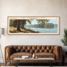 Carregar imagem no visualizador da galeria, Bay Springs Lake Mississippi Framed Canvas Print, Panoramic Lake House Art, Scenic Painting, Travel Poster, Modern Decor, Nature Scene
