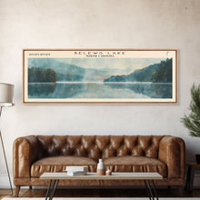 Load image into Gallery viewer, Belews Lake North Carolina Panoramic Framed Canvas Print, Lake House Decor, Scenic View, Travel Poster, Minimalist Art, Home Decor

