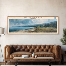 Carregar imagem no visualizador da galeria, Big Glen Lake Michigan Framed Canvas Print, Lake House Decor, Panoramic Scenic View, Travel Poster, Rustic Art, Lake Painting
