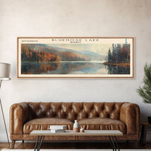 Load image into Gallery viewer, Bluenose Lake Framed Canvas Print, Panoramic Lake House Decor, Scenic View, Travel Poster, Rustic Art, Lake Painting
