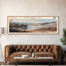 Load image into Gallery viewer, Bradley Lake Wyoming Framed Canvas Print, Panoramic Lake House Decor, Wall Art, Travel Poster, Rustic Lake Painting, Nature Art
