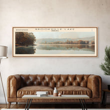 Carregar imagem no visualizador da galeria, Brookville Lake Indiana Framed Canvas Print, Lake House Decor, Panoramic Wall Art, Travel Poster, Rustic Lake Painting, Nature Art
