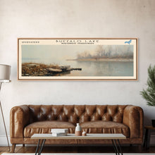 Carregar imagem no visualizador da galeria, Buffalo Lake Framed Canvas Print, Panoramic Lake House Decor, Wall Art, Travel Poster, Modern Lake Painting, Nature Art
