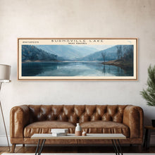 Carregar imagem no visualizador da galeria, Burnsville Lake West Virginia Framed Canvas Print, Panoramic Lake House Decor, Wall Art, Travel Poster, Modern Lake Painting, Nature Art
