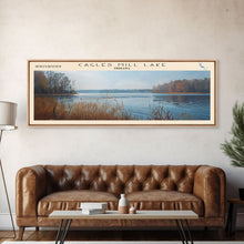 Carregar imagem no visualizador da galeria, Cagles Mill Lake Indiana Framed Canvas Print, Lake House Art, Panoramic Travel Poster, Wall Art, Modern Lake Painting, Home Decor
