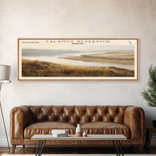 Carregar imagem no visualizador da galeria, Calamus Reservoir Nebraska Framed Canvas Print, Panoramic Lake House Decor, Wall Art, Travel Poster, Rustic Lake Painting, Nature Art
