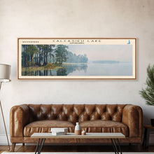 Carregar imagem no visualizador da galeria, Calcasieu Lake Framed Canvas Print, Lake House Art, Panoramic Wall Art, Travel Poster, Minimalist Lake Painting, Home Decor
