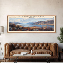 Carregar imagem no visualizador da galeria, Canyon Ferry Lake Framed Canvas Print, Panoramic Lake House Decor, Wall Art, Travel Poster, Modern Lake Painting, Home Decor
