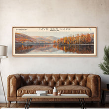 Cargar imagen en el visor de la galería, Cave Run Lake Kentucky Framed Canvas Print, Lake House Decor, Panoramic Wide Art, Travel Poster, Rustic Lake Painting, Nature Art
