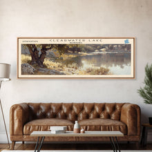 Cargar imagen en el visor de la galería, Clearwater Lake Framed Canvas Print, Lake House Art, Panoramic Travel Poster, Wide Wall Art, Modern Lake Painting, Home Decor
