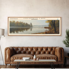 Cargar imagen en el visor de la galería, Columbus Lake Mississippi Framed Canvas Print, Panoramic Lake House Decor, Wide Wall Art, Travel Poster, Rustic Lake Painting, Nature Art
