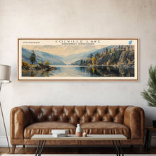 Cargar imagen en el visor de la galería, Colville Lake Framed Canvas Print, Lake House Decor, Panoramic Wide Art, Travel Poster, Modern Lake Painting, Nature Art
